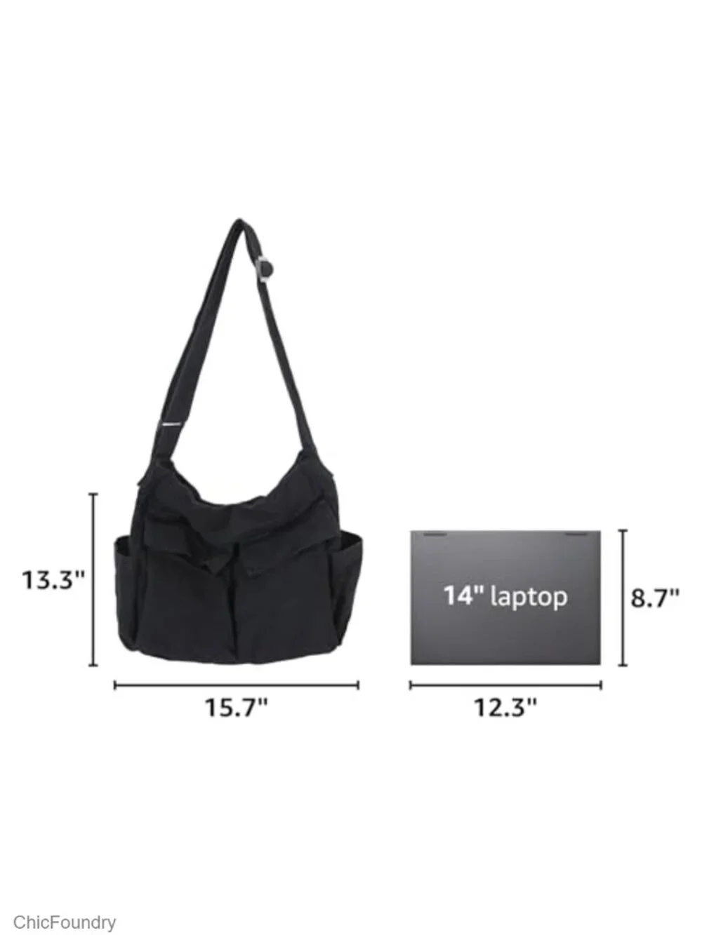 Canvas Messenger Bag Large Hobo Crossbody Shoulder Tote with Pockets
